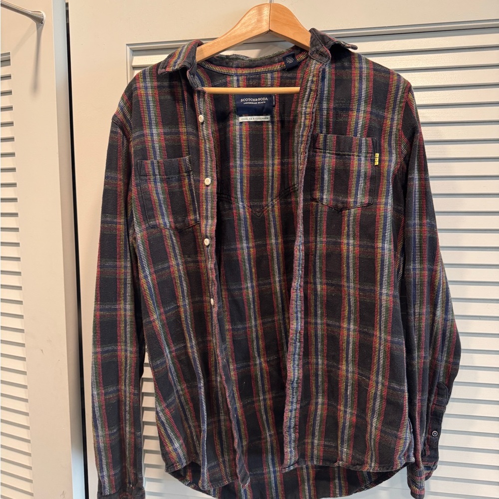 Plaid Men's Shirt - Red and Blue